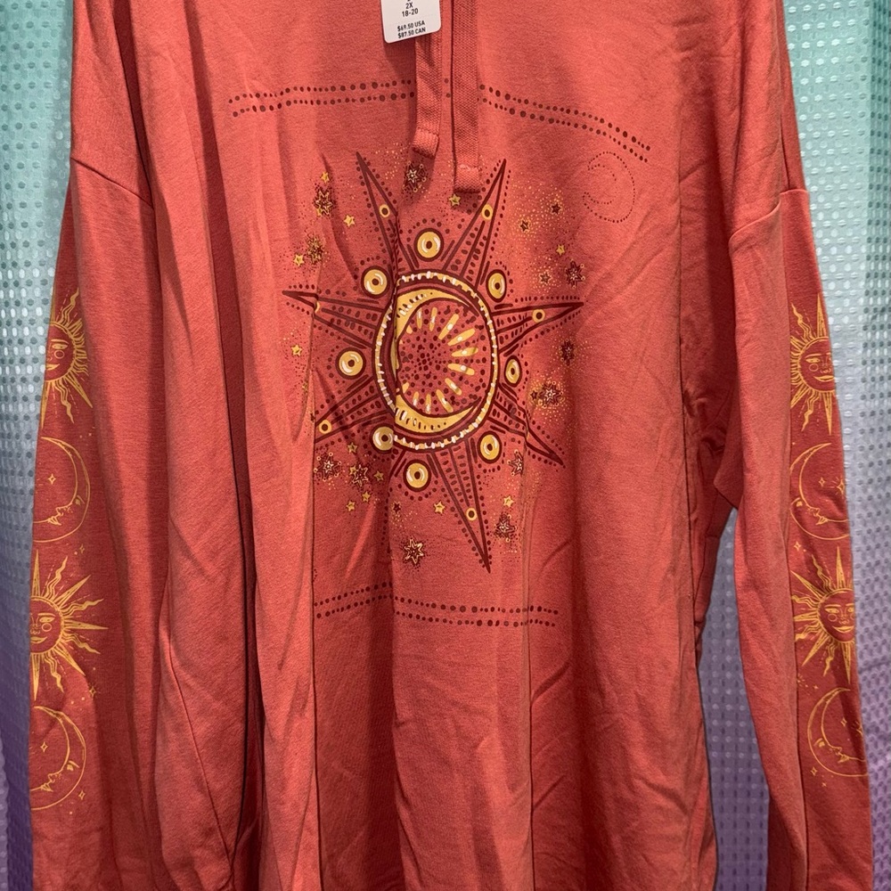 NWT Torrid 2X Coral Orange Celestial Hoodie
